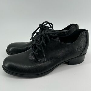 Born Women's Mott Oxford Derby shoes in black leather Size 8 Minimalist